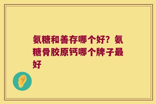 氨糖和善存哪个好?氨糖骨胶原钙哪个牌子好 氨糖和善存哪个好?氨糖骨胶原钙哪个牌子好