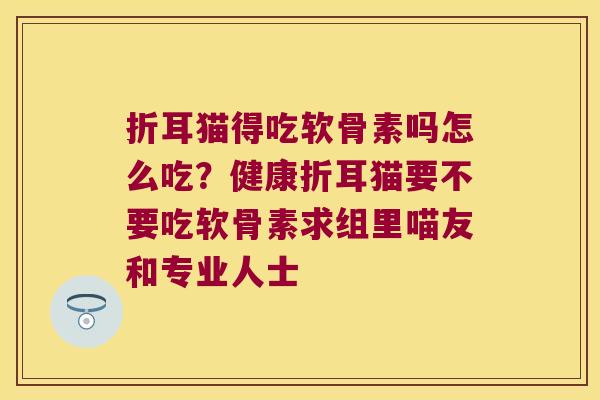 折耳猫得吃软骨素吗怎么吃？健康折耳猫要不要吃软骨素求组里喵友和专业人士