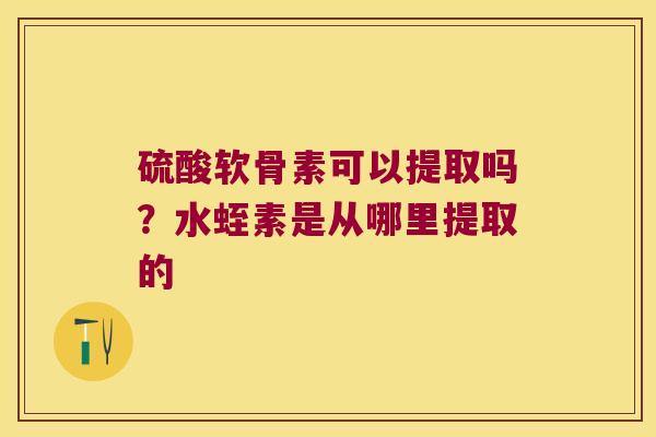硫酸软骨素可以提取吗？水蛭素是从哪里提取的