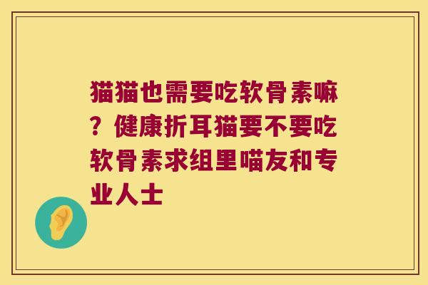 猫猫也需要吃软骨素嘛?健康折耳猫要不要吃软骨素求组里喵友和专业人士 猫猫也需要吃软骨素嘛?健康折耳猫要不要吃软骨素求组里喵友和专业人士