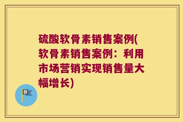 硫酸软骨素销售案例(软骨素销售案例：利用市场营销实现销售量大幅增长)