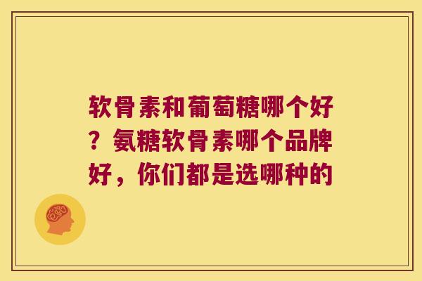 软骨素和葡萄糖哪个好?氨糖软骨素哪个品牌好,你们都是选哪种的 软骨素和葡萄糖哪个好?氨糖软骨素哪个品牌好,你们都是选哪种的