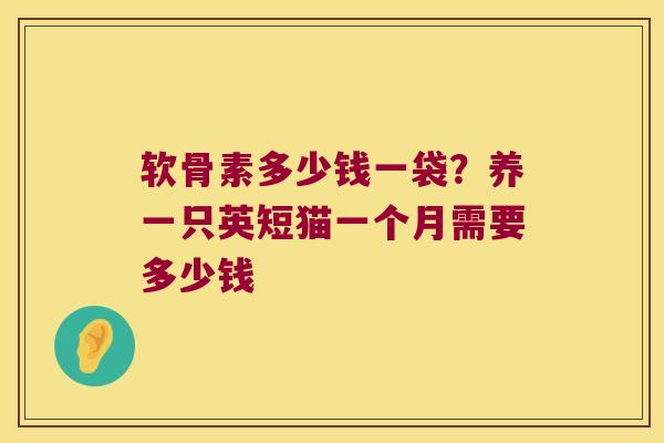 软骨素多少钱一袋？养一只英短猫一个月需要多少钱