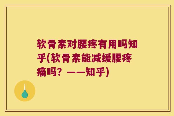 软骨素对腰疼有用吗知乎(软骨素能减缓腰吗？——知乎)