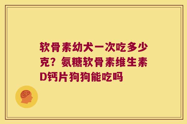 软骨素幼犬一次吃多少克？氨糖软骨素维生素D钙片狗狗能吃吗