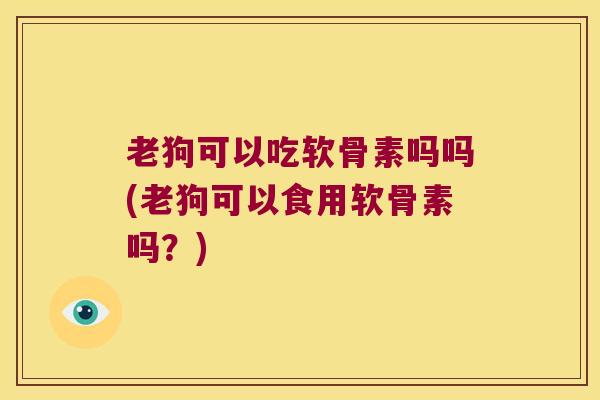 老狗可以吃软骨素吗吗(老狗可以食用软骨素吗？)