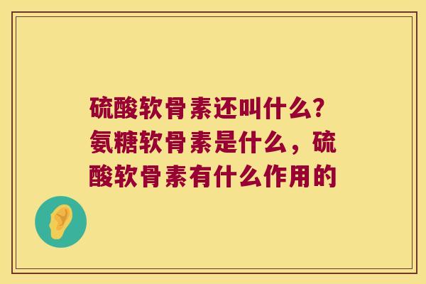 硫酸软骨素还叫什么?氨糖软骨素是什么,硫酸软骨素有什么作用的 硫酸软骨素还叫什么?氨糖软骨素是什么,硫酸软骨素有什么作用的