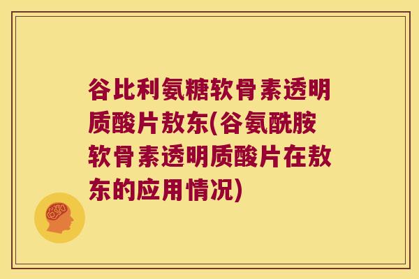 谷比利氨糖软骨素透明质酸片敖东(谷氨酰胺软骨素透明质酸片在敖东的应用情况)