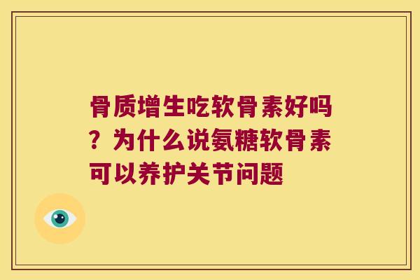 吃软骨素好吗？为什么说氨糖软骨素可以养护关节问题