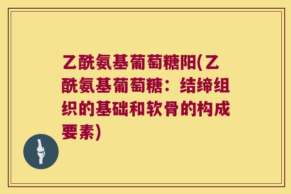 乙酰氨基葡萄糖阳(乙酰氨基葡萄糖:结缔组织的基础和软骨的构成要素) 乙酰氨基葡萄糖阳(乙酰氨基葡萄糖:结缔组织的基础和软骨的构成要素)