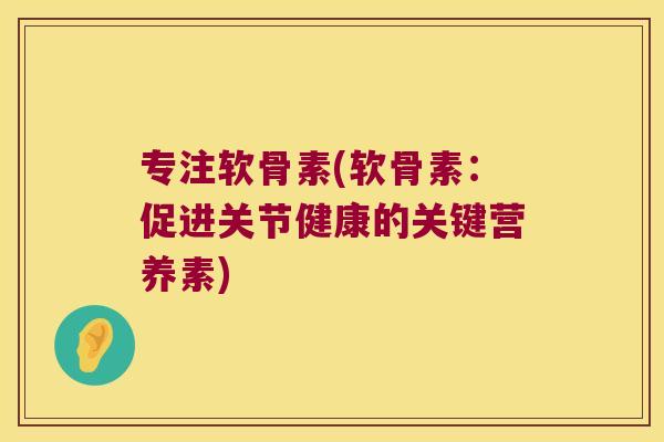 专注软骨素(软骨素：促进关节健康的关键营养素)