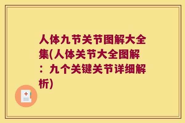 人体九节关节图解大全集(人体关节大全图解：九个关键关节详细解析)