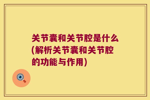 关节囊和关节腔是什么(解析关节囊和关节腔的功能与作用)