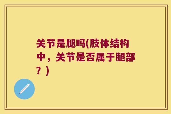 关节是腿吗(肢体结构中,关节是否属于腿部?) 关节是腿吗(肢体结构中,关节是否属于腿部?)