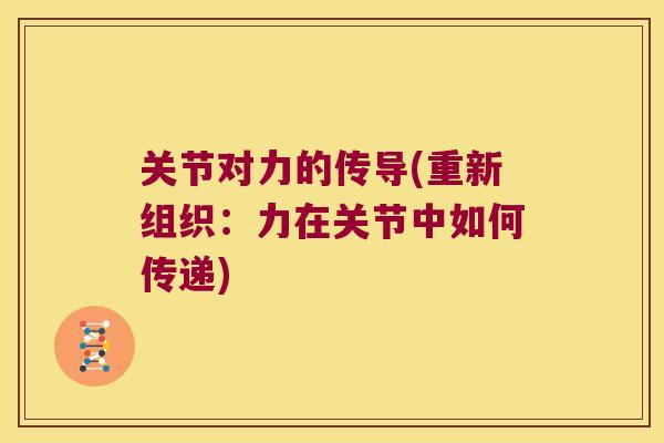关节对力的传导(重新组织：力在关节中如何传递)