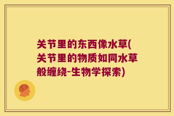 关节里的东西像水草(关节里的物质如同水草般缠绕-生物学探索)