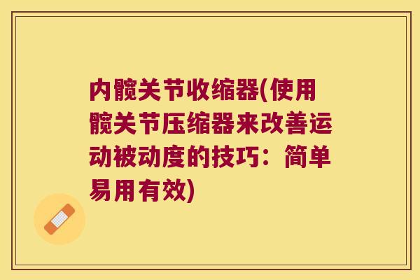 内髋关节收缩器(使用髋关节压缩器来改善运动被动度的技巧：简单易用有效)