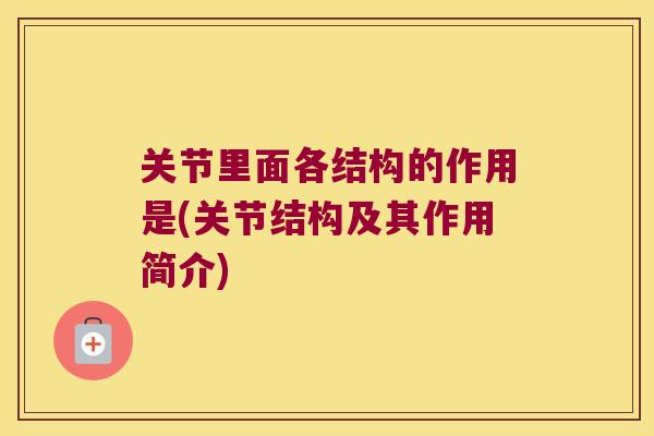 关节里面各结构的作用是(关节结构及其作用简介)