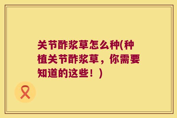 关节酢浆草怎么种(种植关节酢浆草,你需要知道的这些!) 关节酢浆草怎么种(种植关节酢浆草,你需要知道的这些!)