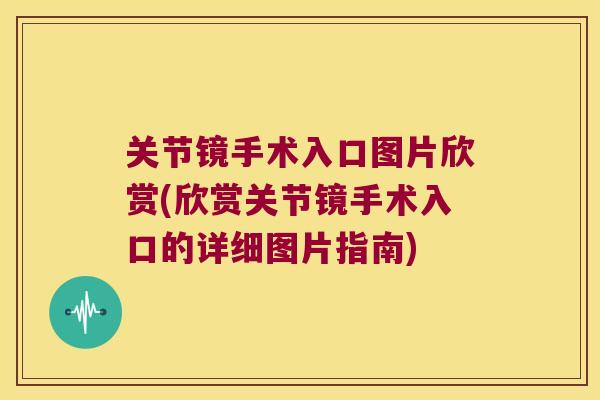 关节镜手术入口图片欣赏(欣赏关节镜手术入口的详细图片指南) 关节镜手术入口图片欣赏(欣赏关节镜手术入口的详细图片指南)
