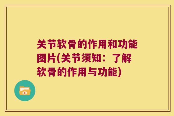 关节软骨的作用和功能图片(关节须知：了解软骨的作用与功能)