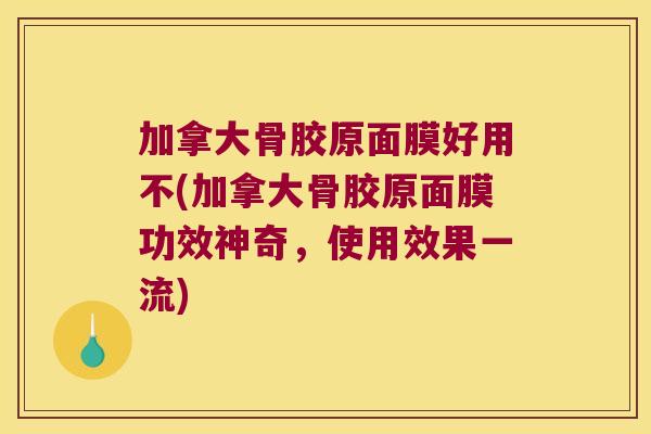 加拿大骨胶原面膜好用不(加拿大骨胶原面膜功效神奇,使用效果一流) 加拿大骨胶原面膜好用不(加拿大骨胶原面膜功效神奇,使用效果一流)