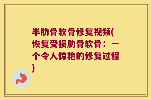 半肋骨软骨修复视频(恢复受损肋骨软骨:一个令人惊艳的修复过程) 半肋骨软骨修复视频(恢复受损肋骨软骨:一个令人惊艳的修复过程)