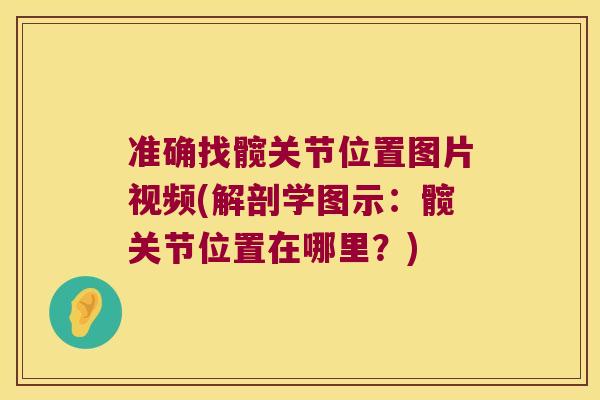 准确找髋关节位置图片视频(解剖学图示：髋关节位置在哪里？)