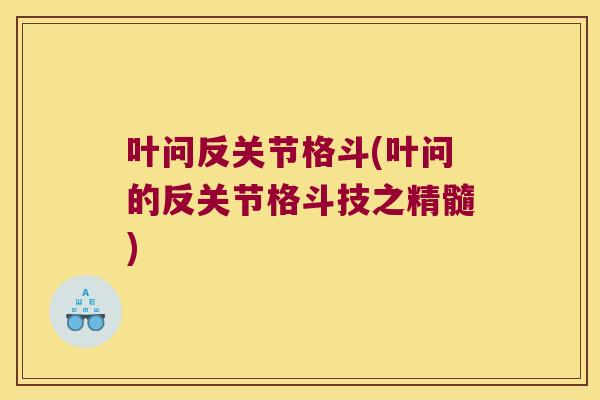 叶问反关节格斗(叶问的反关节格斗技之精髓) 叶问反关节格斗(叶问的反关节格斗技之精髓)