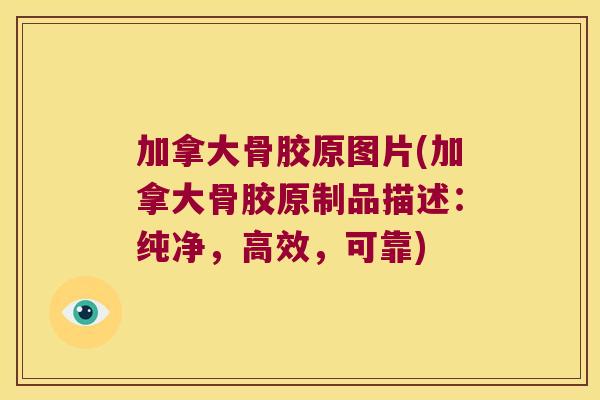 加拿大骨胶原图片(加拿大骨胶原制品描述:纯净,高效,可靠) 加拿大骨胶原图片(加拿大骨胶原制品描述:纯净,高效,可靠)
