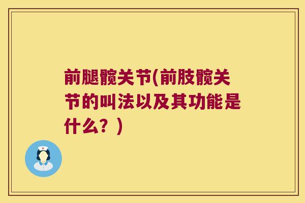前腿髋关节(前肢髋关节的叫法以及其功能是什么?) 前腿髋关节(前肢髋关节的叫法以及其功能是什么?)
