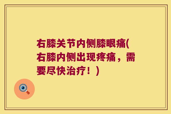 右膝关节内侧膝眼痛(右膝内侧出现,需要尽快!) 右膝关节内侧膝眼痛(右膝内侧出现,需要尽快!)