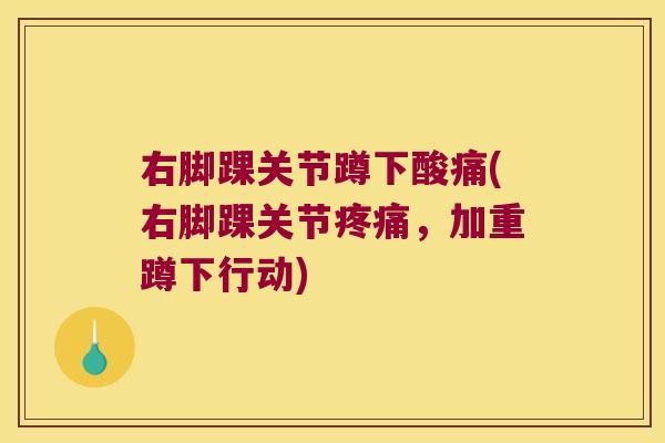 右脚踝关节蹲下酸痛(右脚踝关节,加重蹲下行动) 右脚踝关节蹲下酸痛(右脚踝关节,加重蹲下行动)