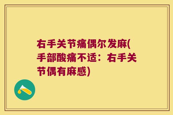 右手关节痛偶尔发麻(手部酸痛不适:右手关节偶有麻感) 右手关节痛偶尔发麻(手部酸痛不适:右手关节偶有麻感)