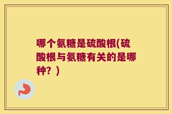哪个氨糖是硫酸根(硫酸根与氨糖有关的是哪种？)