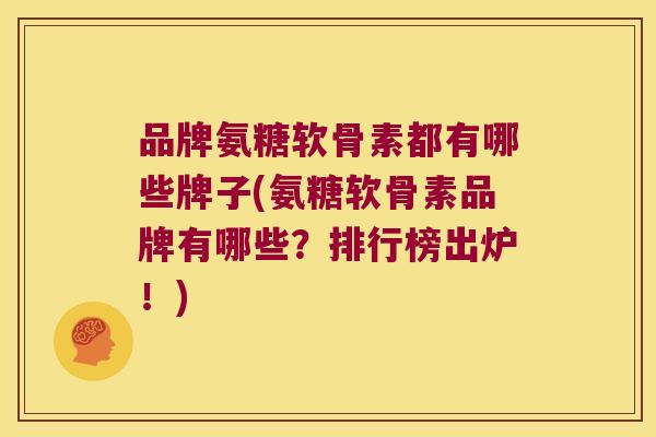 品牌氨糖软骨素都有哪些牌子(氨糖软骨素品牌有哪些？排行榜出炉！)
