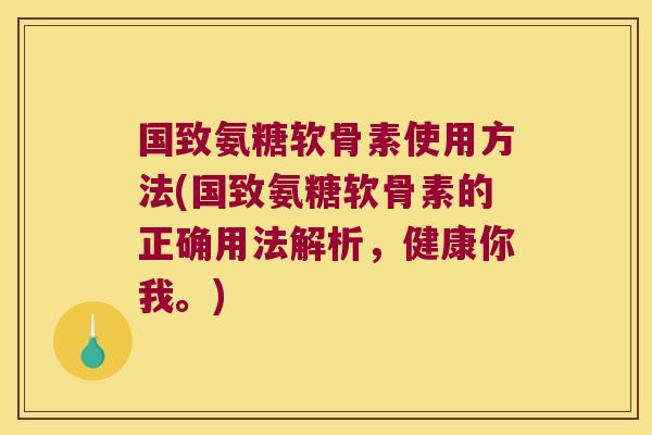 国致氨糖软骨素使用方法(国致氨糖软骨素的正确用法解析，健康你我。)