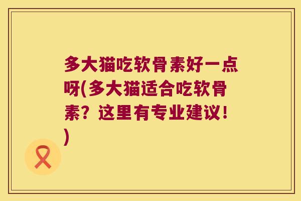多大猫吃软骨素好一点呀(多大猫适合吃软骨素？这里有专业建议！)