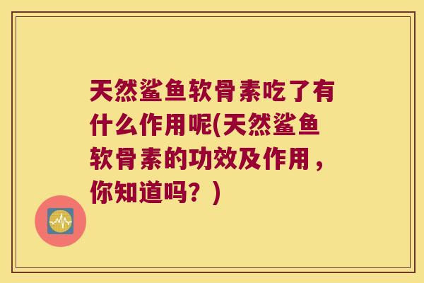 天然鲨鱼软骨素吃了有什么作用呢(天然鲨鱼软骨素的功效及作用，你知道吗？)