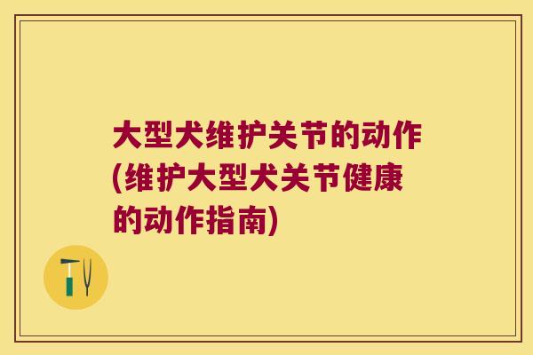 大型犬维护关节的动作(维护大型犬关节健康的动作指南)