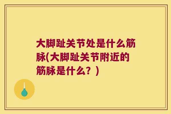 大脚趾关节处是什么筋脉(大脚趾关节附近的筋脉是什么？)