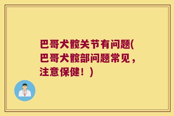 巴哥犬髋关节有问题(巴哥犬髋部问题常见,注意保健!) 巴哥犬髋关节有问题(巴哥犬髋部问题常见,注意保健!)