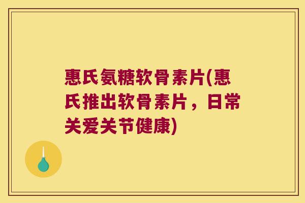 惠氏氨糖软骨素片(惠氏推出软骨素片，日常关爱关节健康)