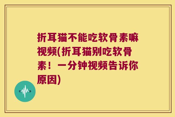 折耳猫不能吃软骨素嘛视频(折耳猫别吃软骨素!一分钟视频告诉你原因) 折耳猫不能吃软骨素嘛视频(折耳猫别吃软骨素!一分钟视频告诉你原因)