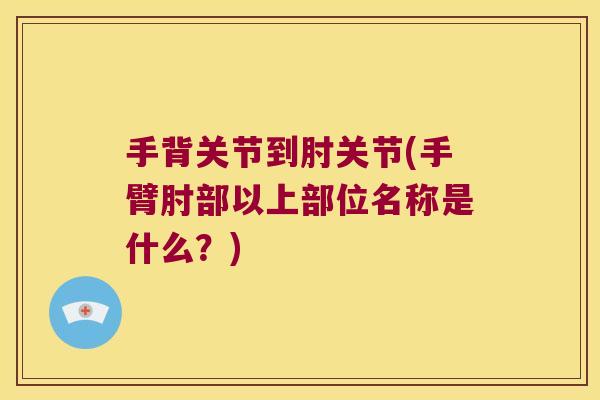 手背关节到肘关节(手臂肘部以上部位名称是什么?) 手背关节到肘关节(手臂肘部以上部位名称是什么?)