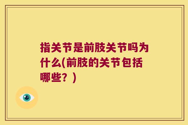指关节是前肢关节吗为什么(前肢的关节包括哪些?) 指关节是前肢关节吗为什么(前肢的关节包括哪些?)