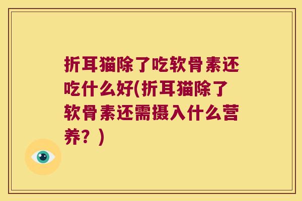 折耳猫除了吃软骨素还吃什么好(折耳猫除了软骨素还需摄入什么营养？)