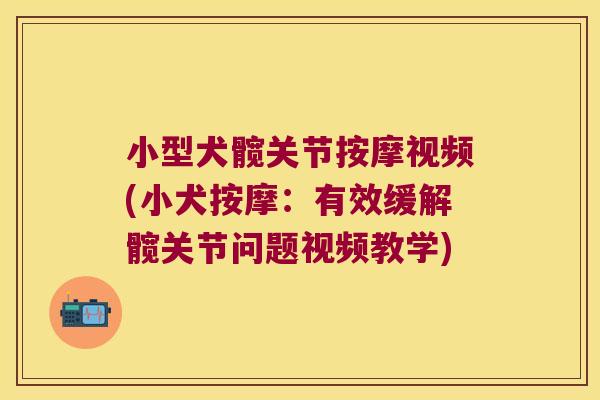 小型犬髋关节按摩视频(小犬按摩：有效缓解髋关节问题视频教学)
