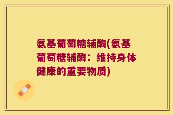 氨基葡萄糖辅酶(氨基葡萄糖辅酶：维持身体健康的重要物质)
