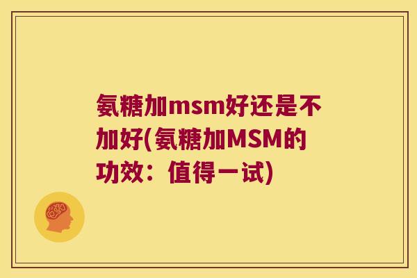 氨糖加msm好还是不加好(氨糖加MSM的功效：值得一试)